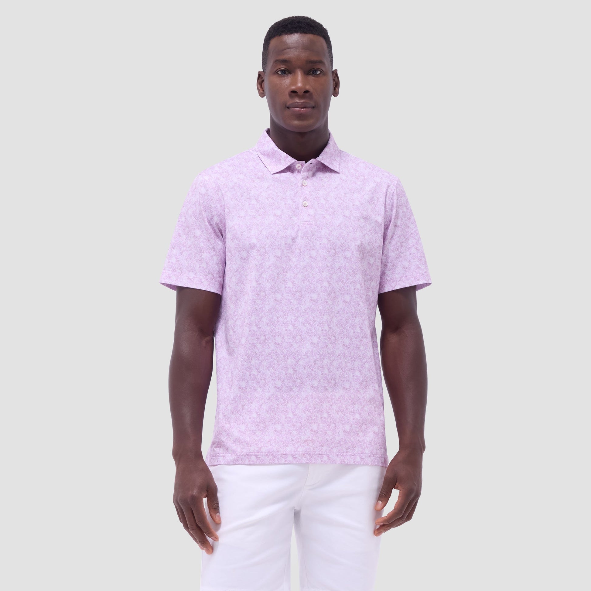 Bugatchi Victor Floral OoohCotton® Polo Shirt Pink