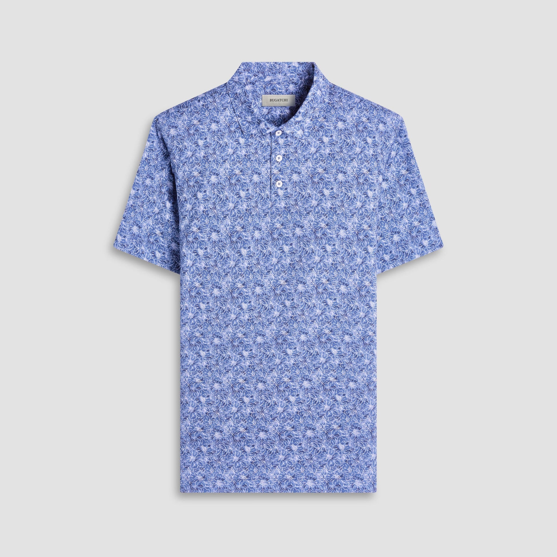 Bugatchi Victor Floral OoohCotton® Polo Shirt Steel