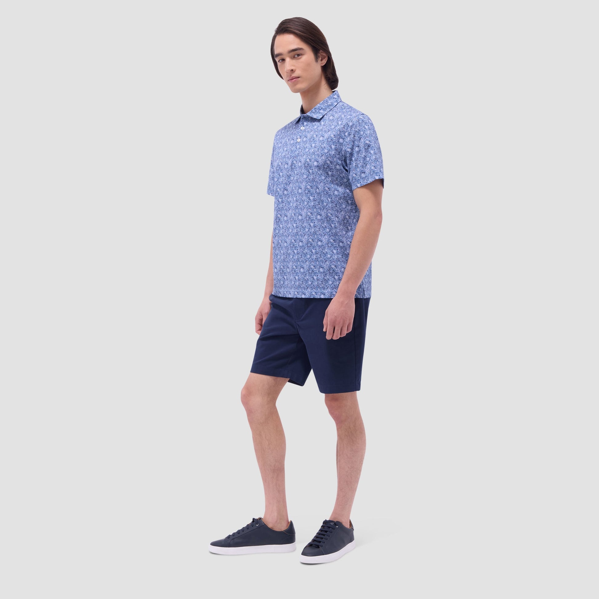 Bugatchi Victor Floral OoohCotton® Polo Shirt Steel