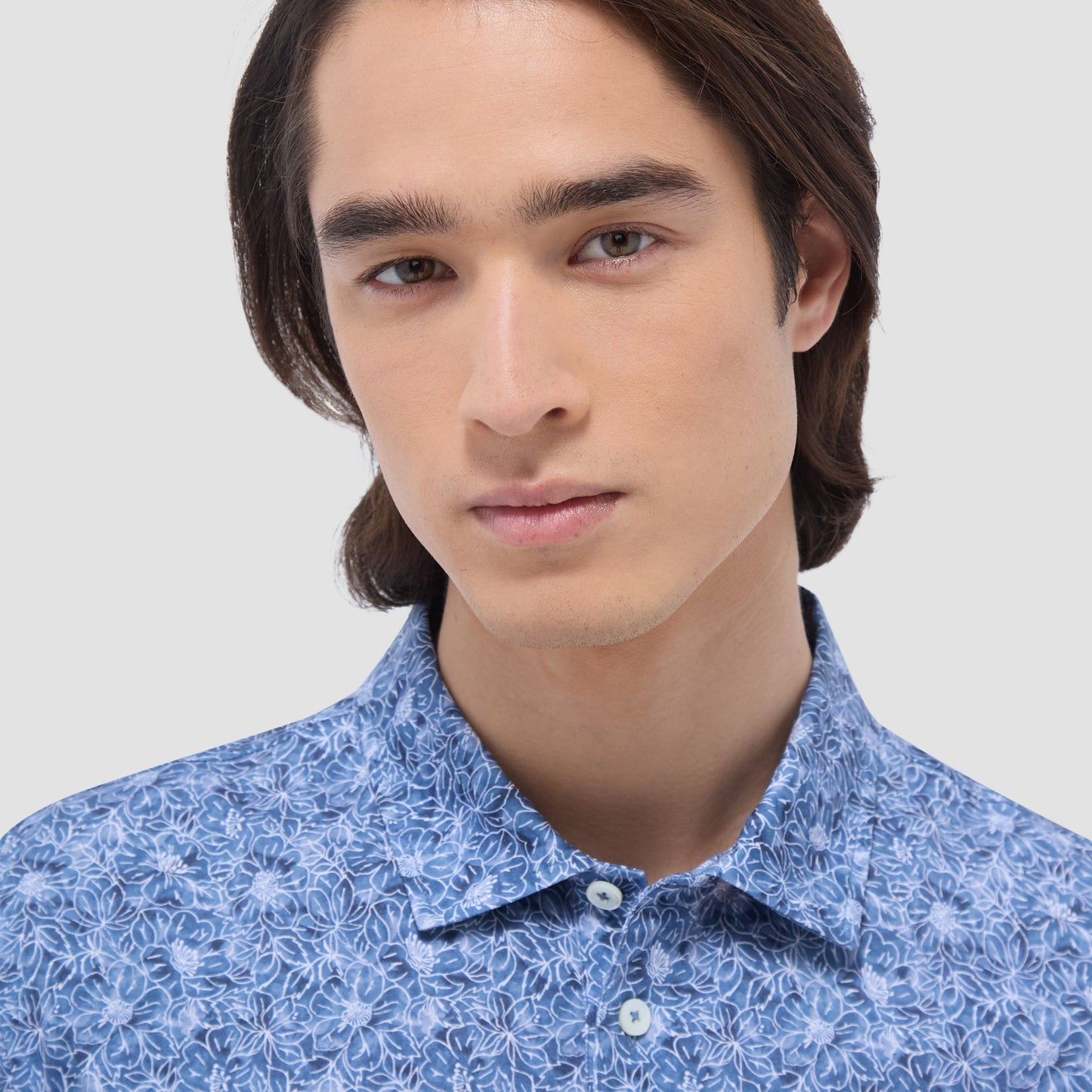 Bugatchi Victor Floral OoohCotton® Polo Shirt Steel