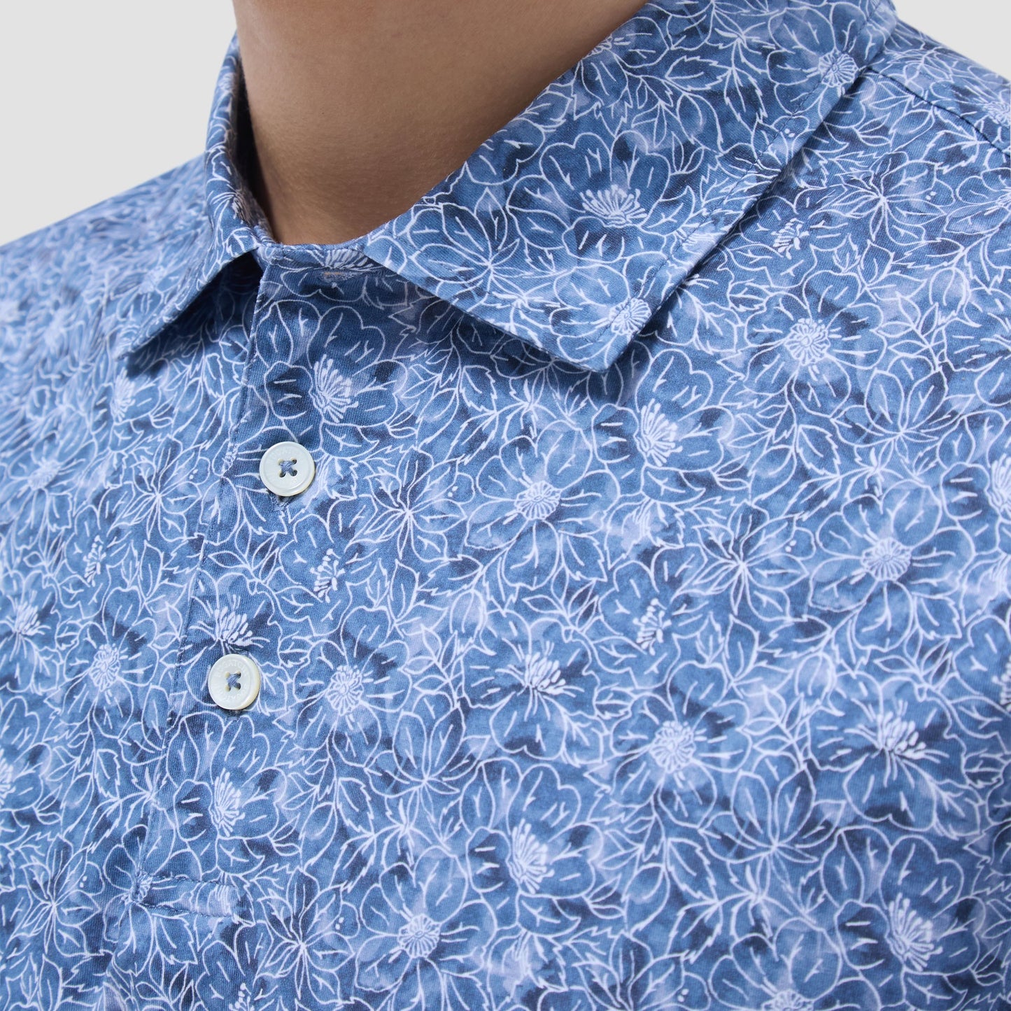 Bugatchi Victor Floral OoohCotton® Polo Shirt Steel