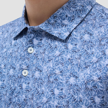 Bugatchi Victor Floral OoohCotton® Polo Shirt Steel