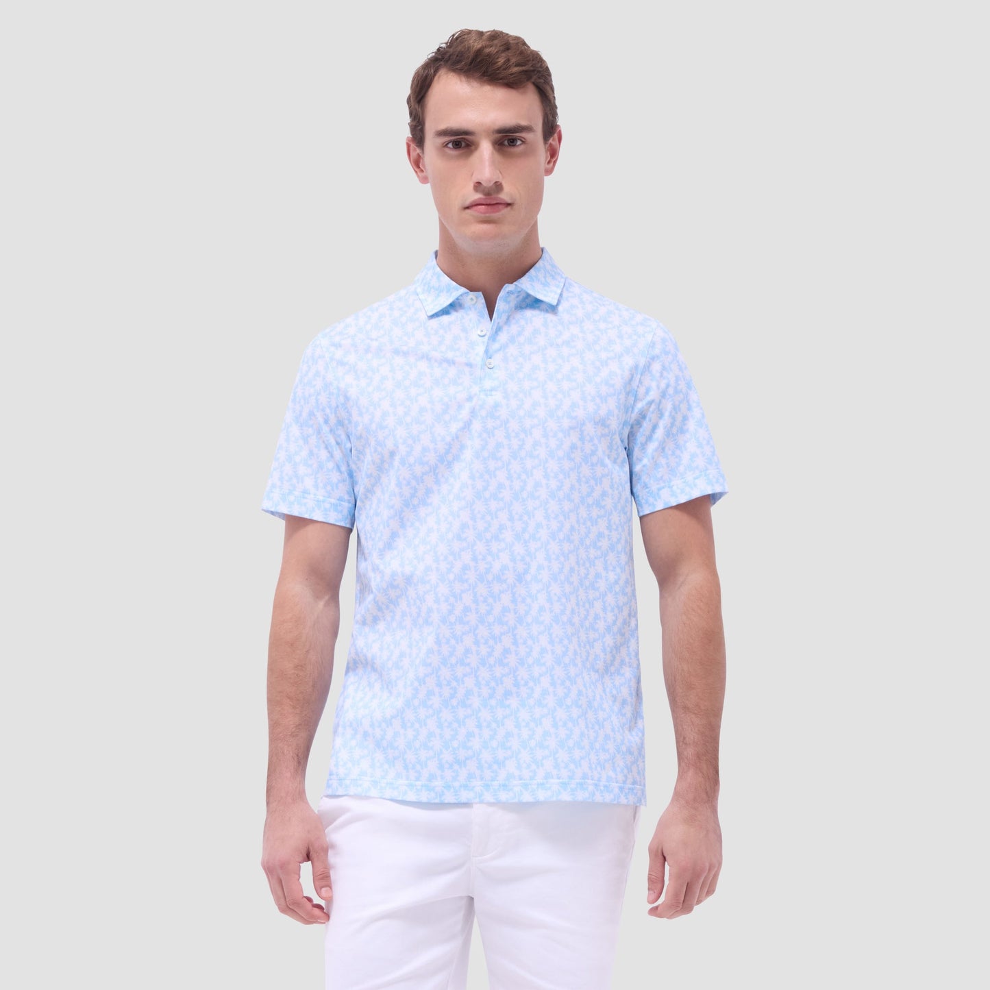 Bugatchi Victor Palm Tree OoohCotton® Polo Shirt Ice