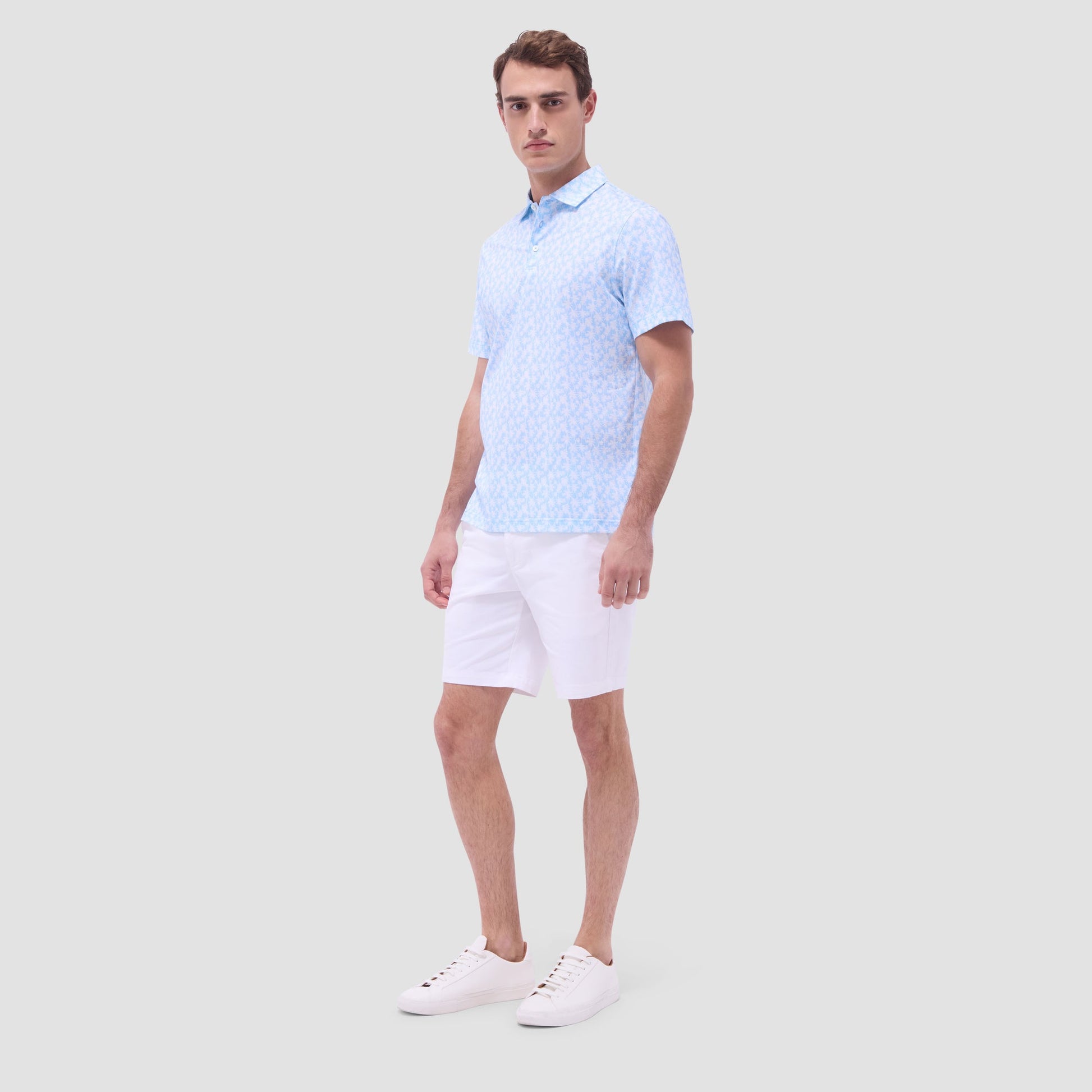 Bugatchi Victor Palm Tree OoohCotton® Polo Shirt Ice