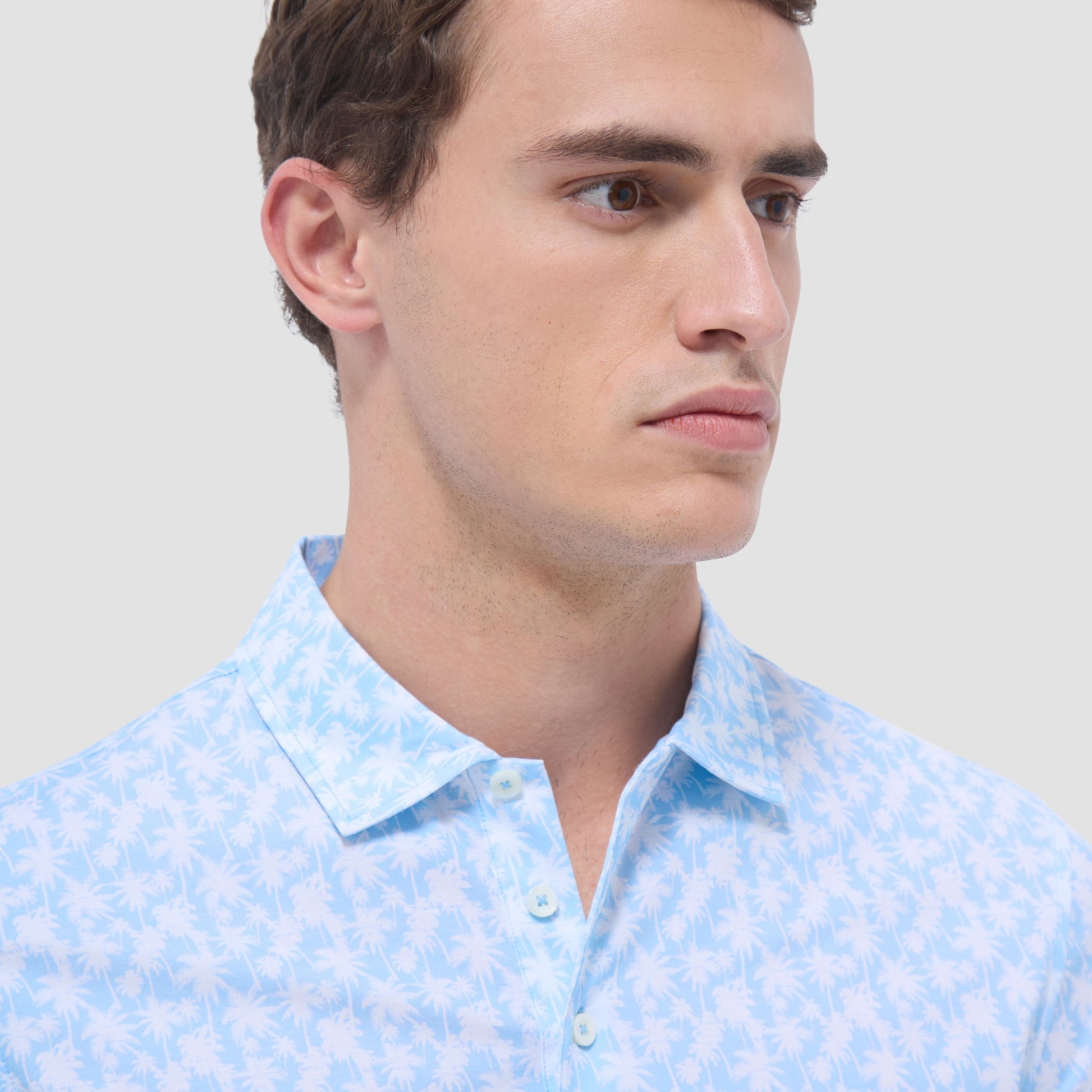 Bugatchi Victor Palm Tree OoohCotton® Polo Shirt Ice