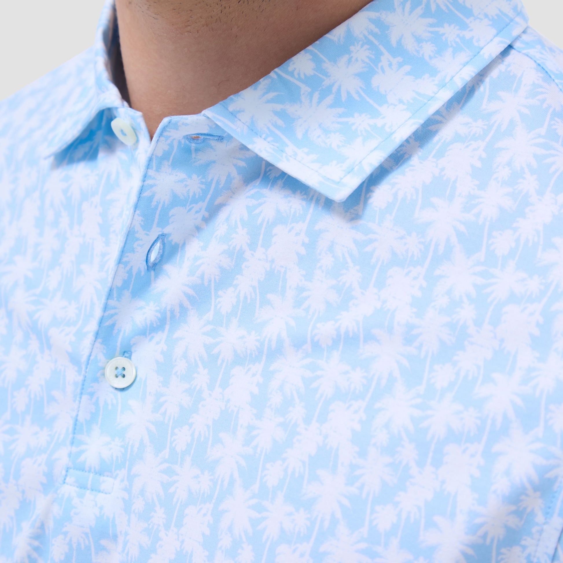 Bugatchi Victor Palm Tree OoohCotton® Polo Shirt Ice