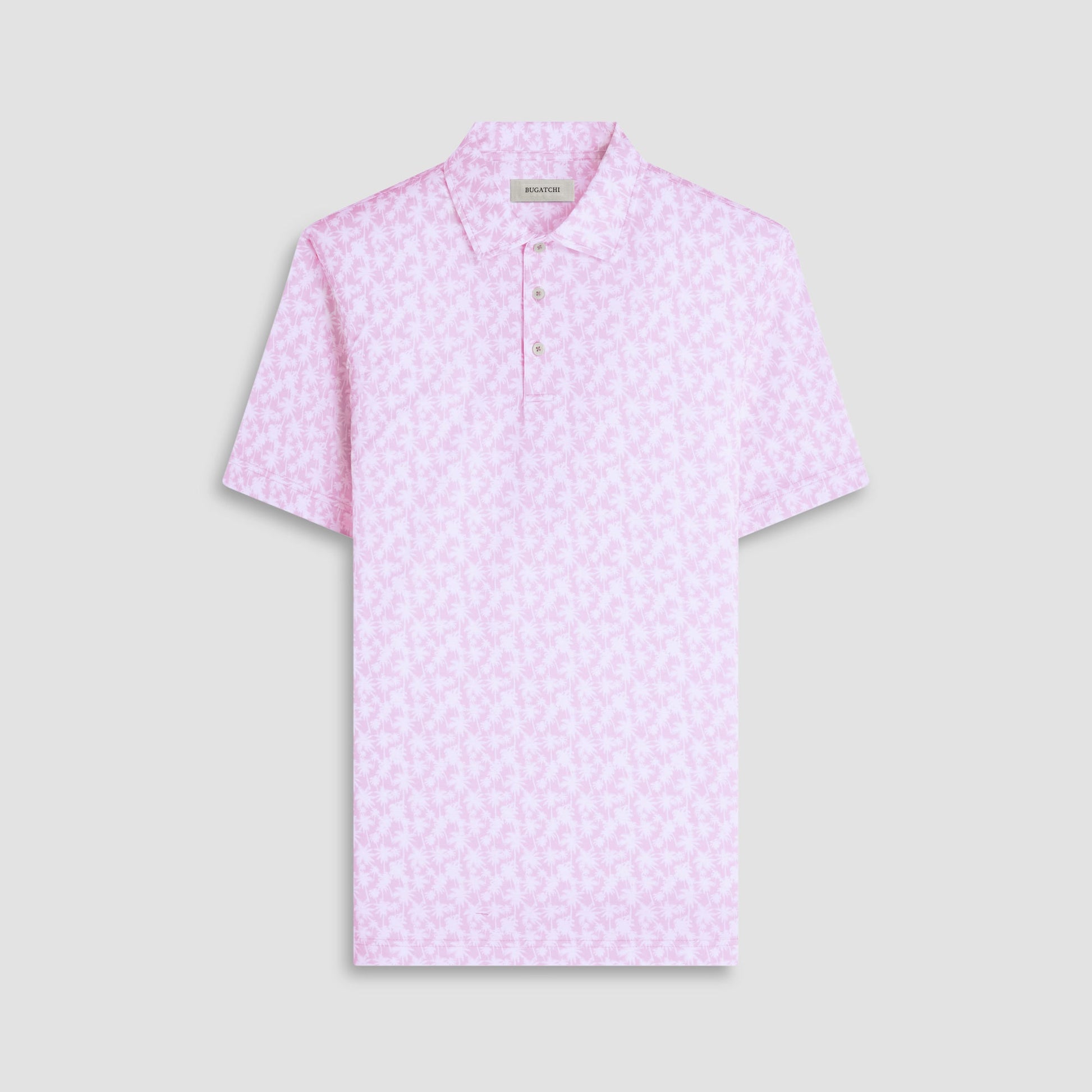 Bugatchi Victor Palm Tree OoohCotton® Polo Shirt Pink