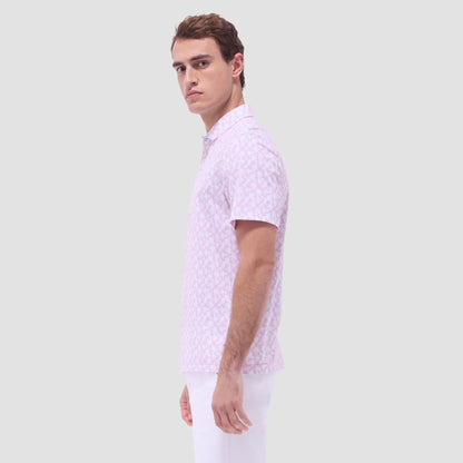 Bugatchi Victor Palm Tree OoohCotton® Polo Shirt Pink