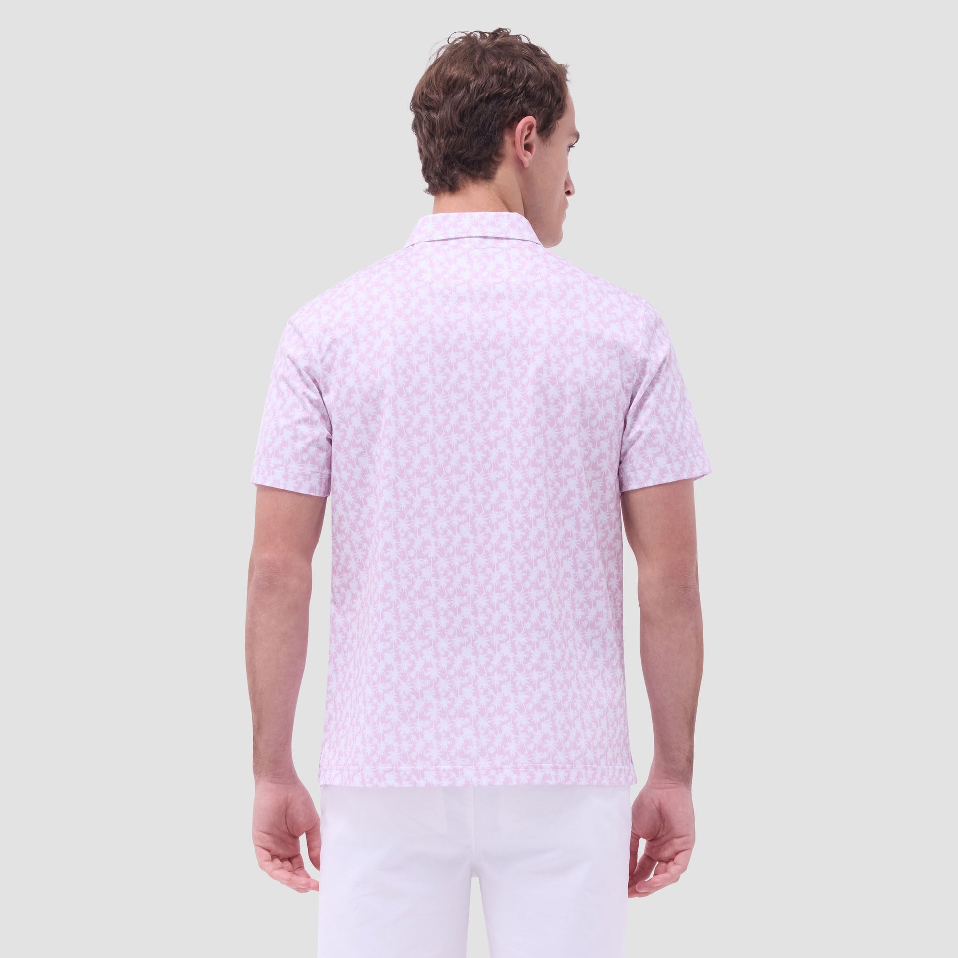 Bugatchi Victor Palm Tree OoohCotton® Polo Shirt Pink