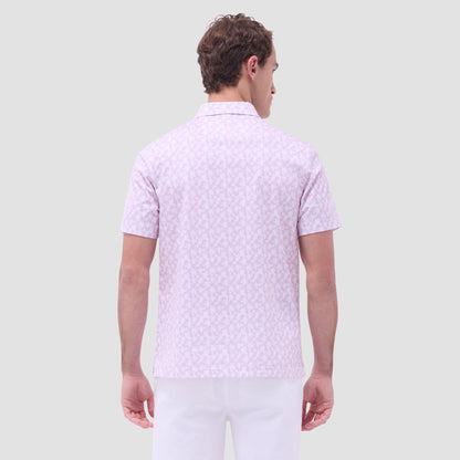 Bugatchi Victor Palm Tree OoohCotton® Polo Shirt Pink