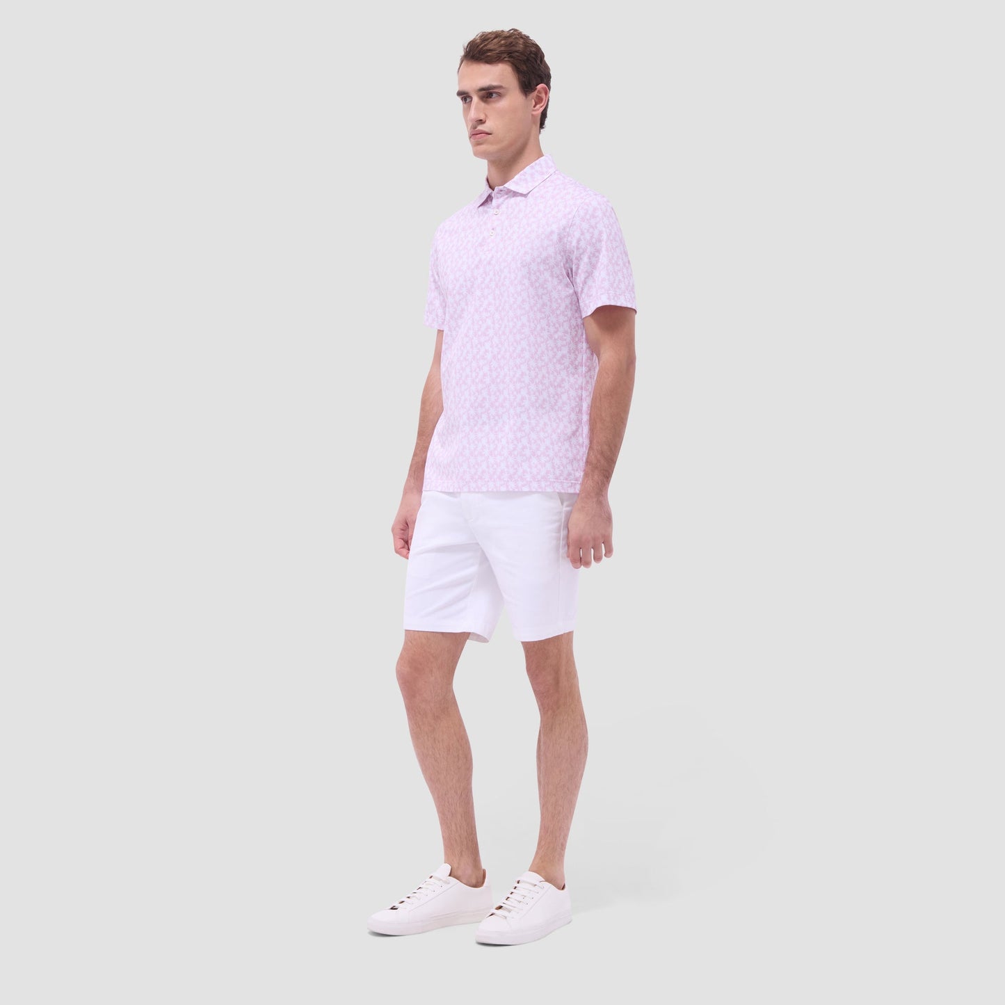 Bugatchi Victor Palm Tree OoohCotton® Polo Shirt Pink