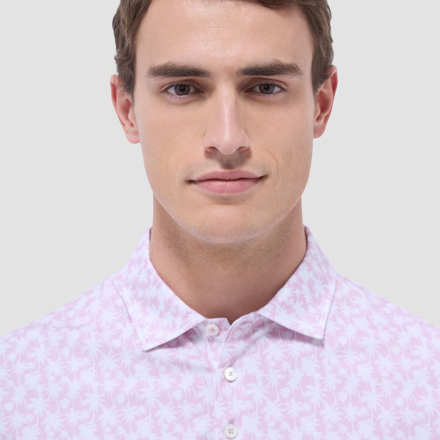 Bugatchi Victor Palm Tree OoohCotton® Polo Shirt Pink