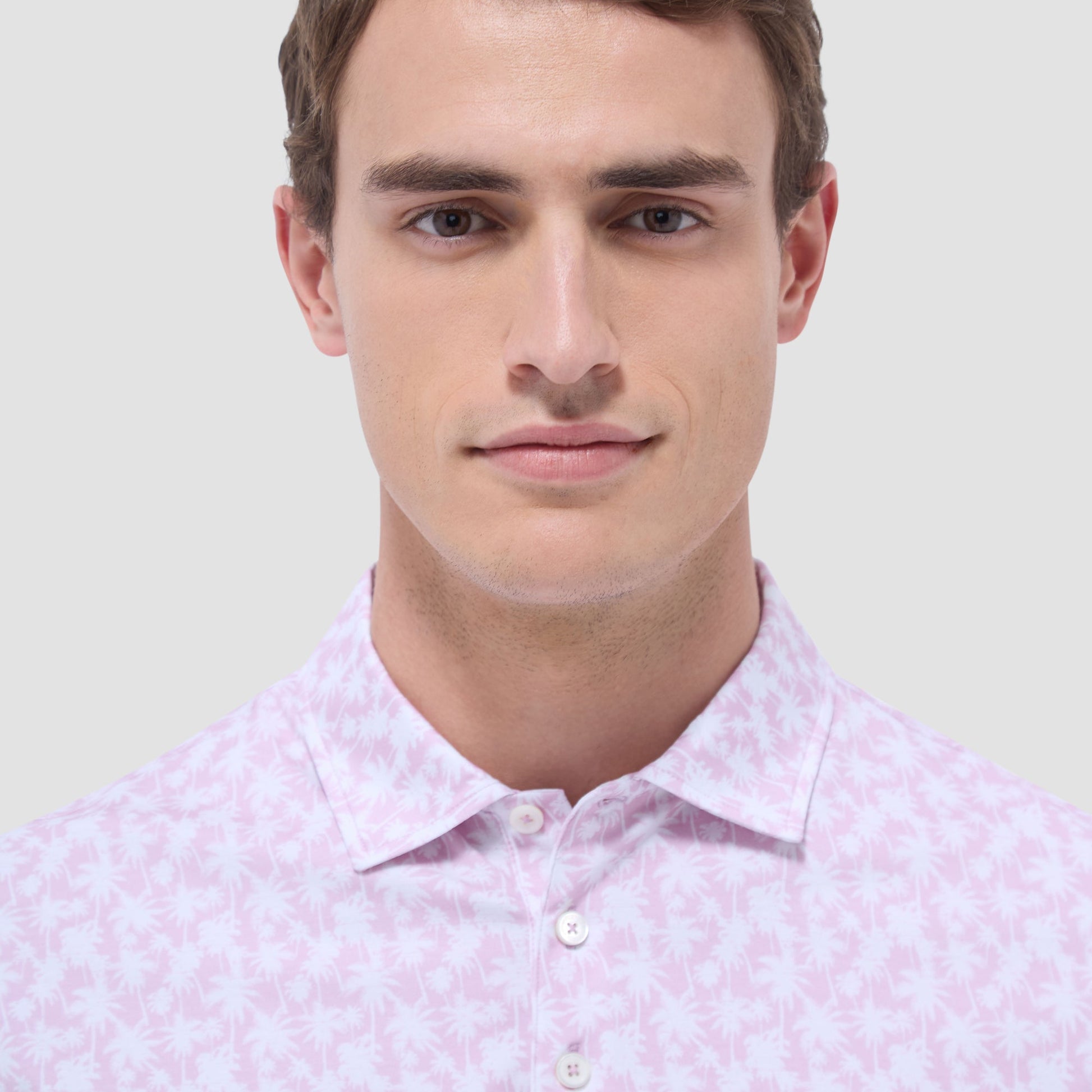Bugatchi Victor Palm Tree OoohCotton® Polo Shirt Pink
