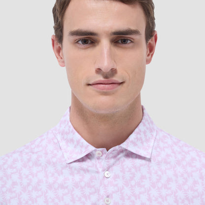 Bugatchi Victor Palm Tree OoohCotton® Polo Shirt Pink