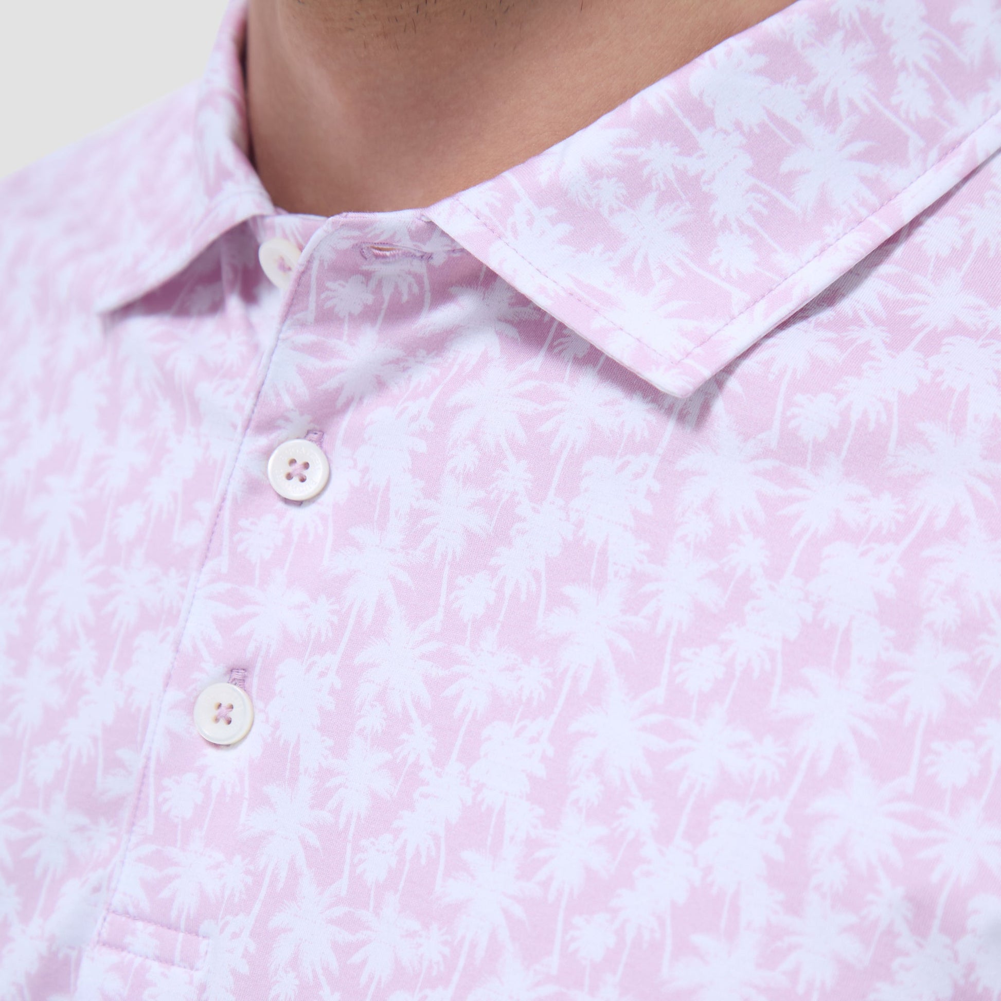 Bugatchi Victor Palm Tree OoohCotton® Polo Shirt Pink
