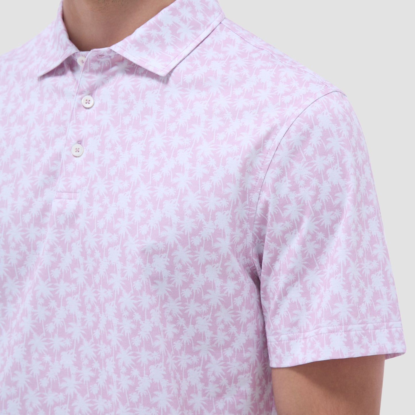 Bugatchi Victor Palm Tree OoohCotton® Polo Shirt Pink