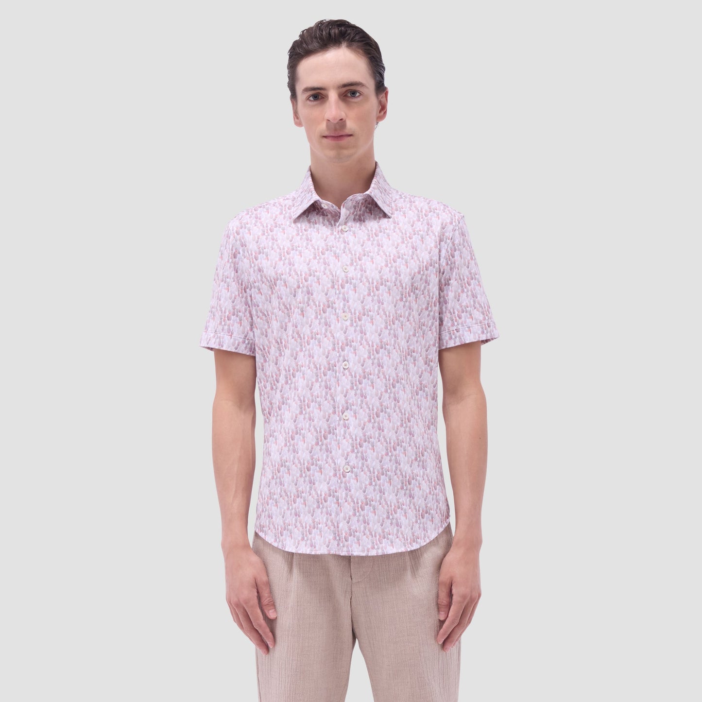 Bugatchi Miles Fruit Print OoohCotton® Short-Sleeve Shirt Brick