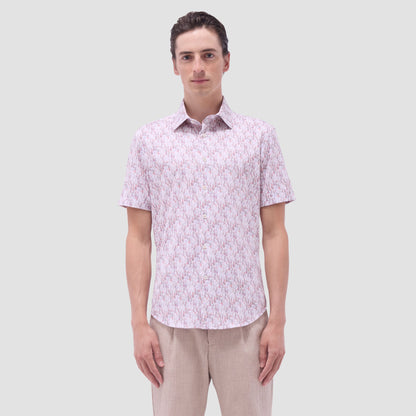 Bugatchi Miles Fruit Print OoohCotton® Short-Sleeve Shirt Brick