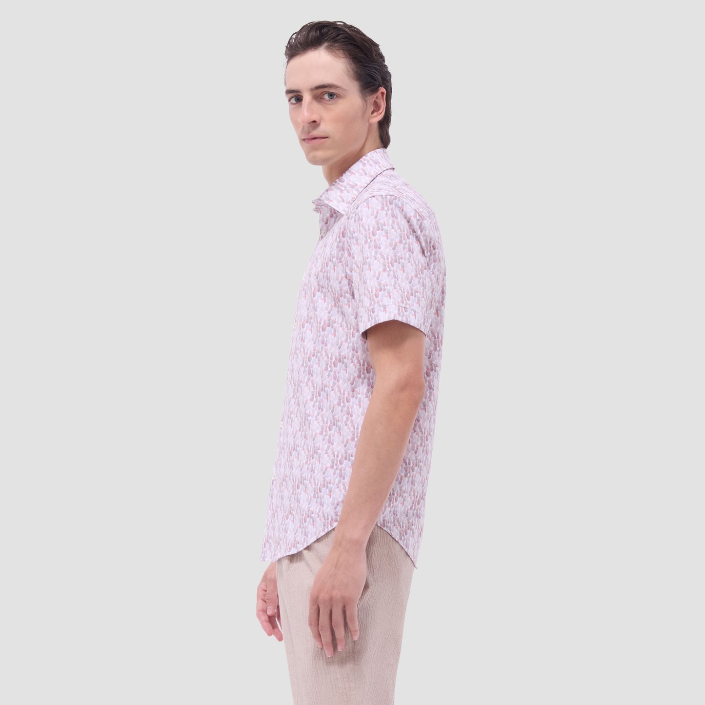 Bugatchi Miles Fruit Print OoohCotton® Short-Sleeve Shirt Brick