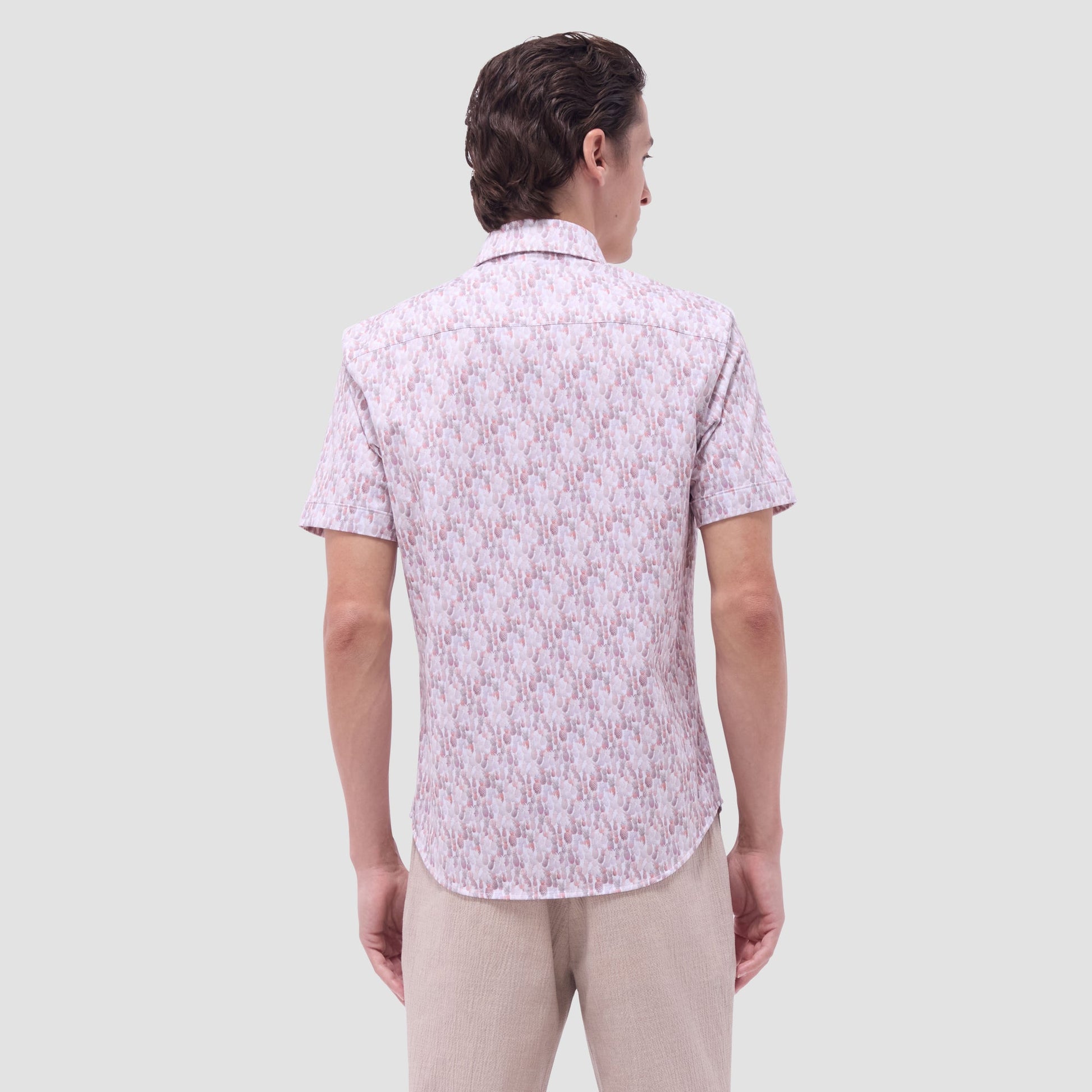 Bugatchi Miles Fruit Print OoohCotton® Short-Sleeve Shirt Brick