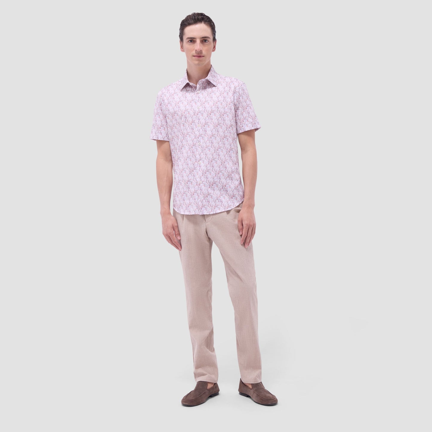 Bugatchi Miles Fruit Print OoohCotton® Short-Sleeve Shirt Brick