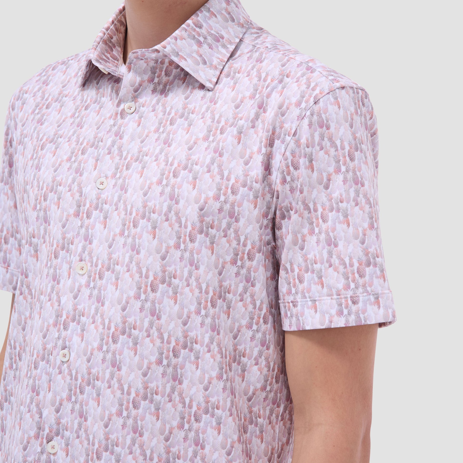 Bugatchi Miles Fruit Print OoohCotton® Short-Sleeve Shirt Brick