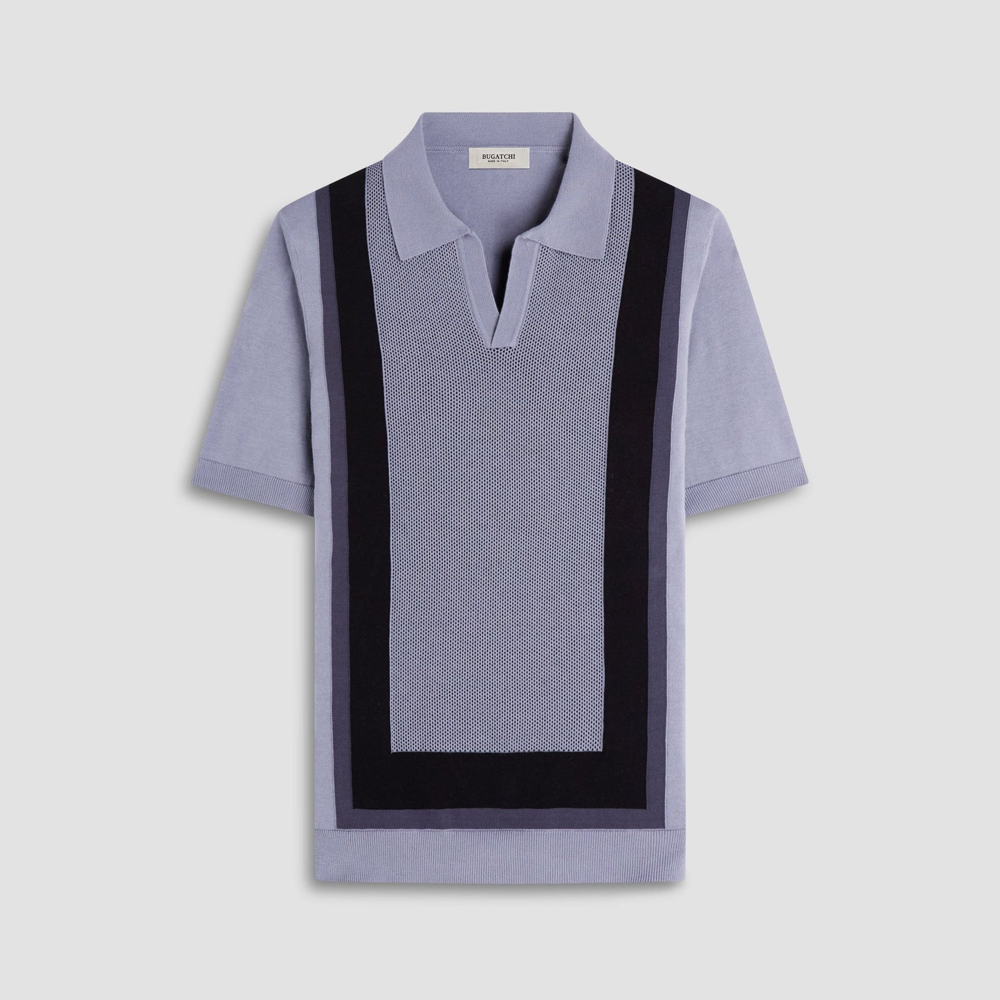 Bugatchi Color Block Short Sleeve Johnny Sweater Platinum