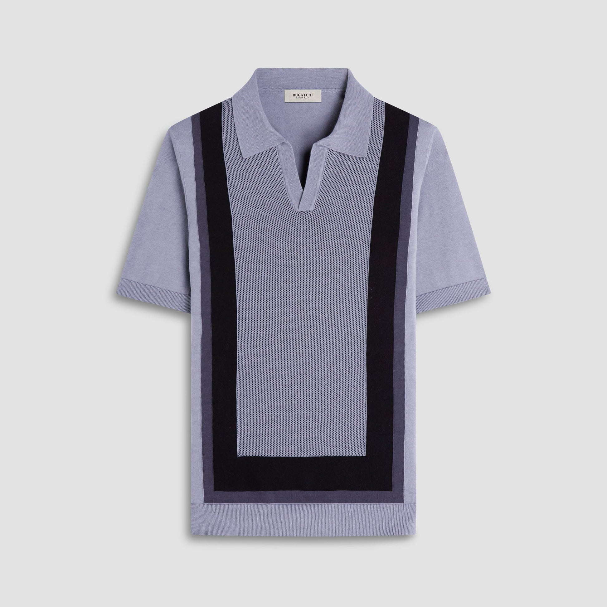 Bugatchi Color Block Short Sleeve Johnny Sweater Platinum