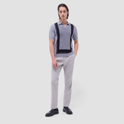 Bugatchi Color Block Short Sleeve Johnny Sweater Platinum