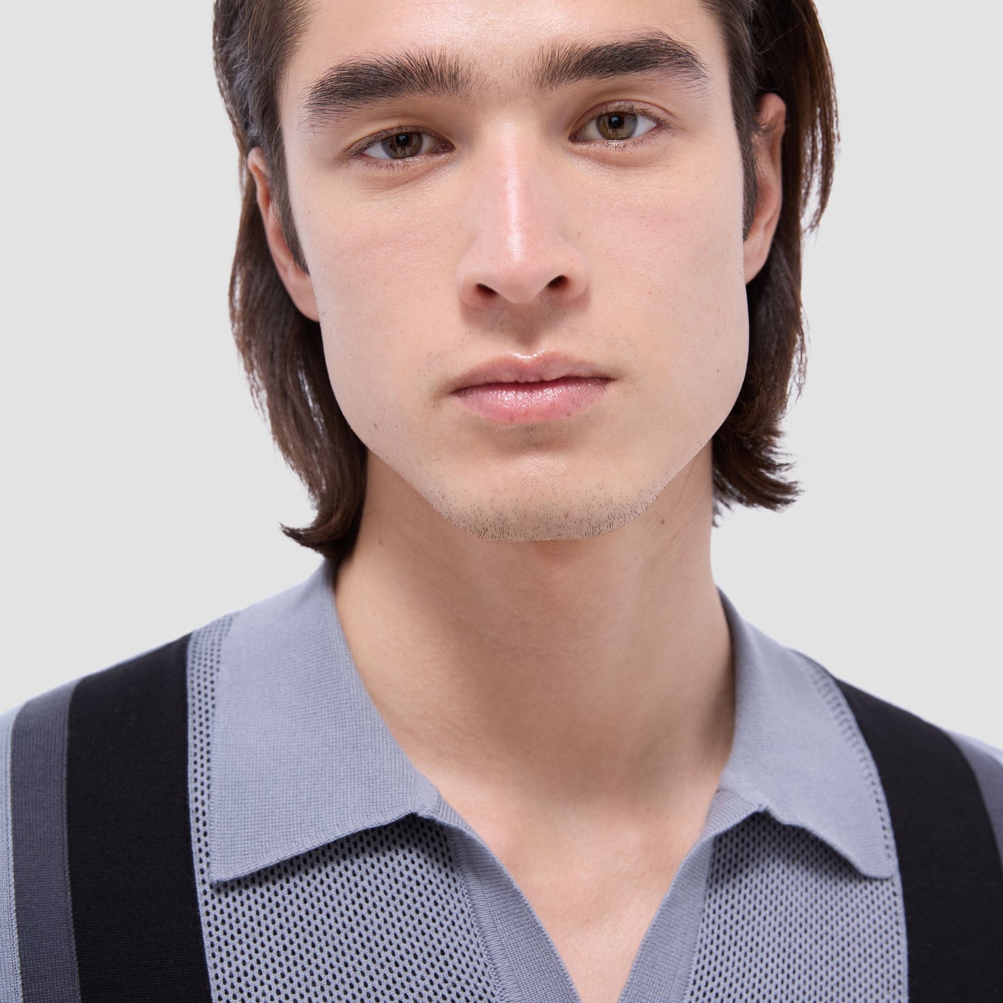 Bugatchi Color Block Short Sleeve Johnny Sweater Platinum