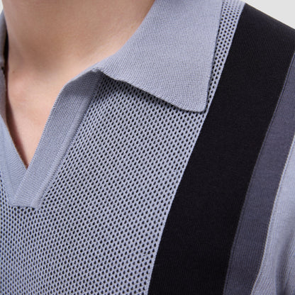 Bugatchi Color Block Short Sleeve Johnny Sweater Platinum