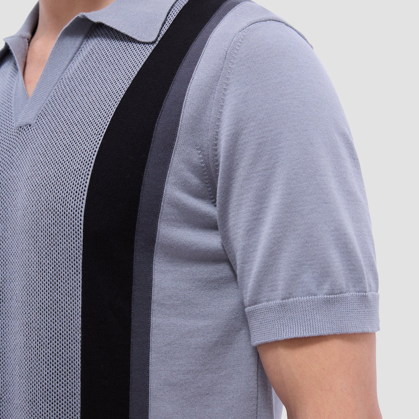 Bugatchi Color Block Short Sleeve Johnny Sweater Platinum