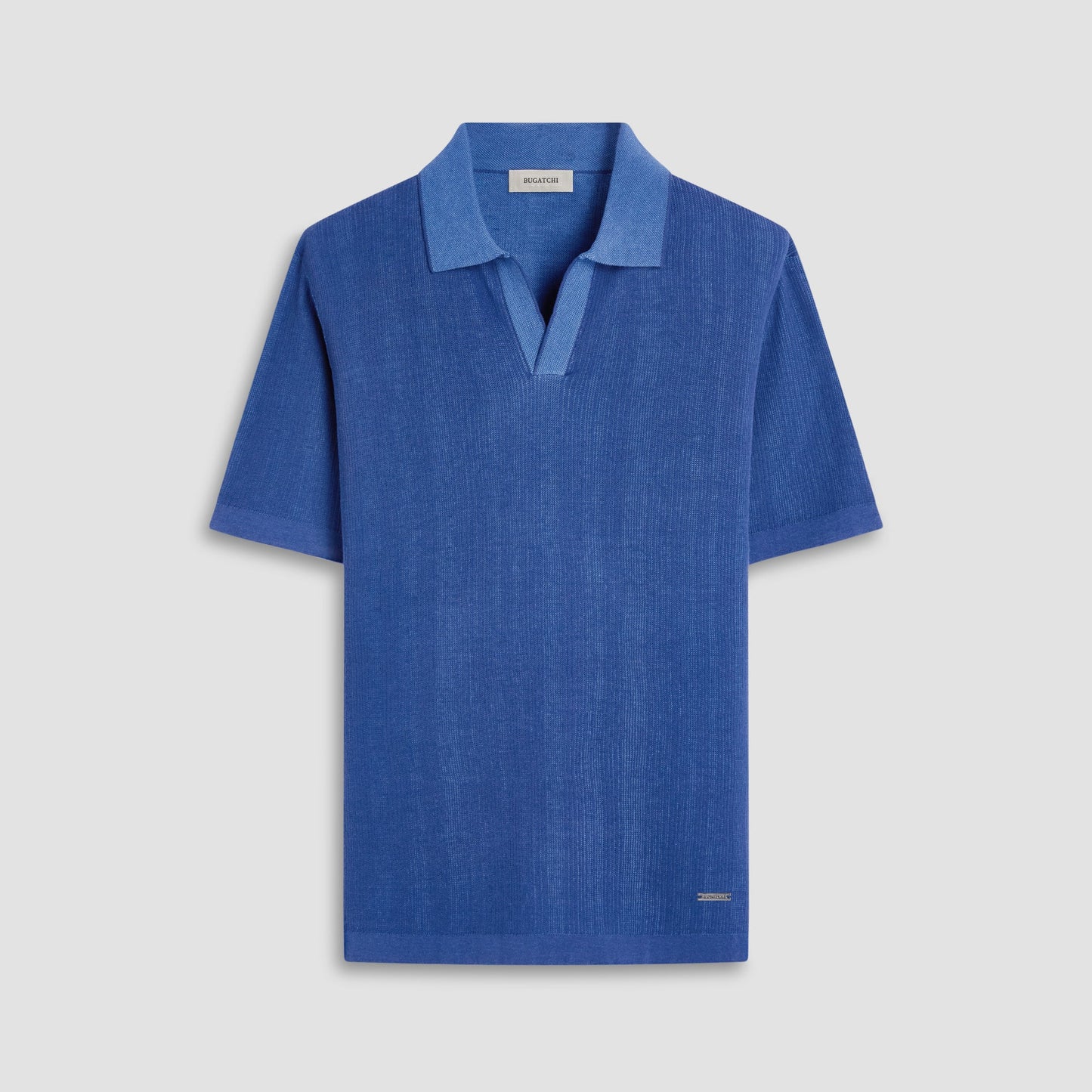 Bugatchi Two-Tone Rib Stitch Short Sleeve Johnny Sweater Classic Blue