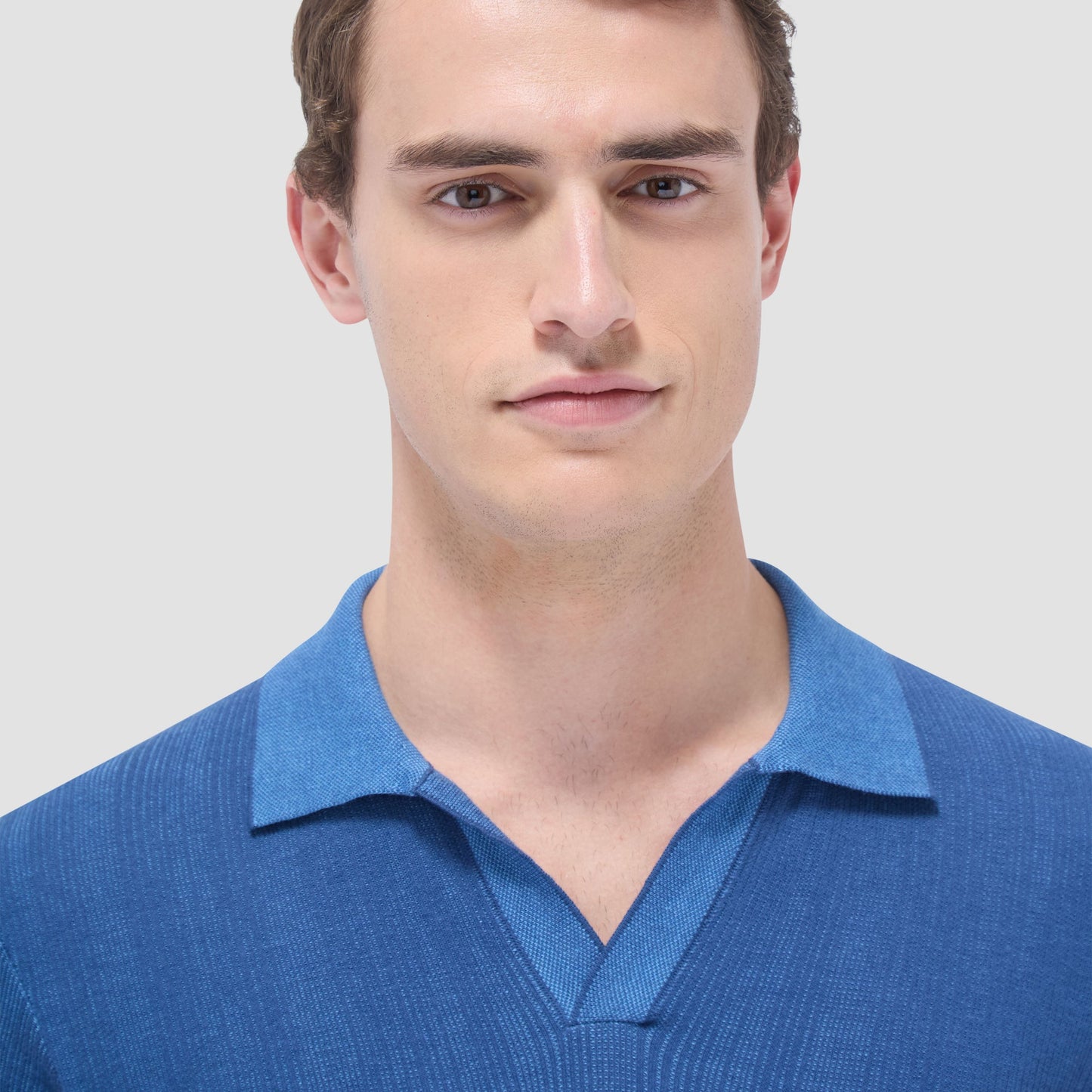 Bugatchi Two-Tone Rib Stitch Short Sleeve Johnny Sweater Classic Blue