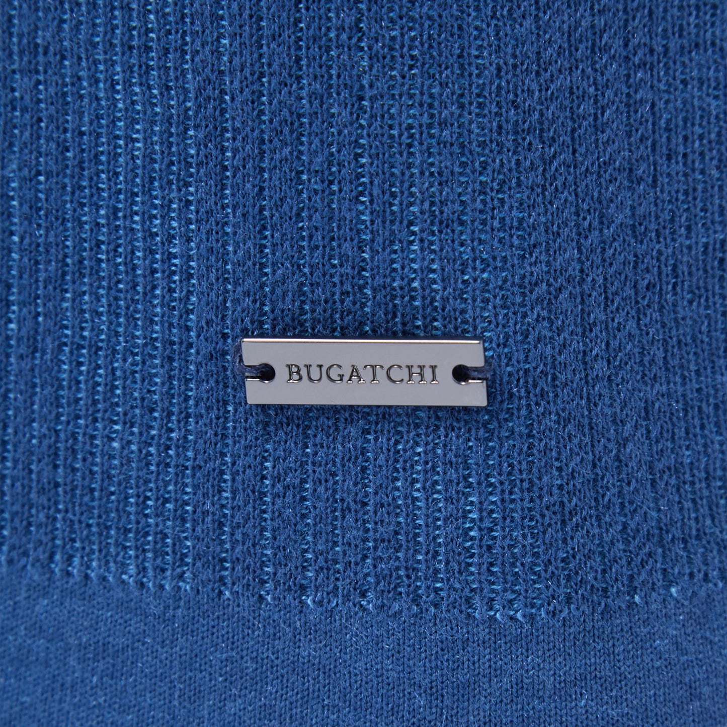 Bugatchi Two-Tone Rib Stitch Short Sleeve Johnny Sweater Classic Blue