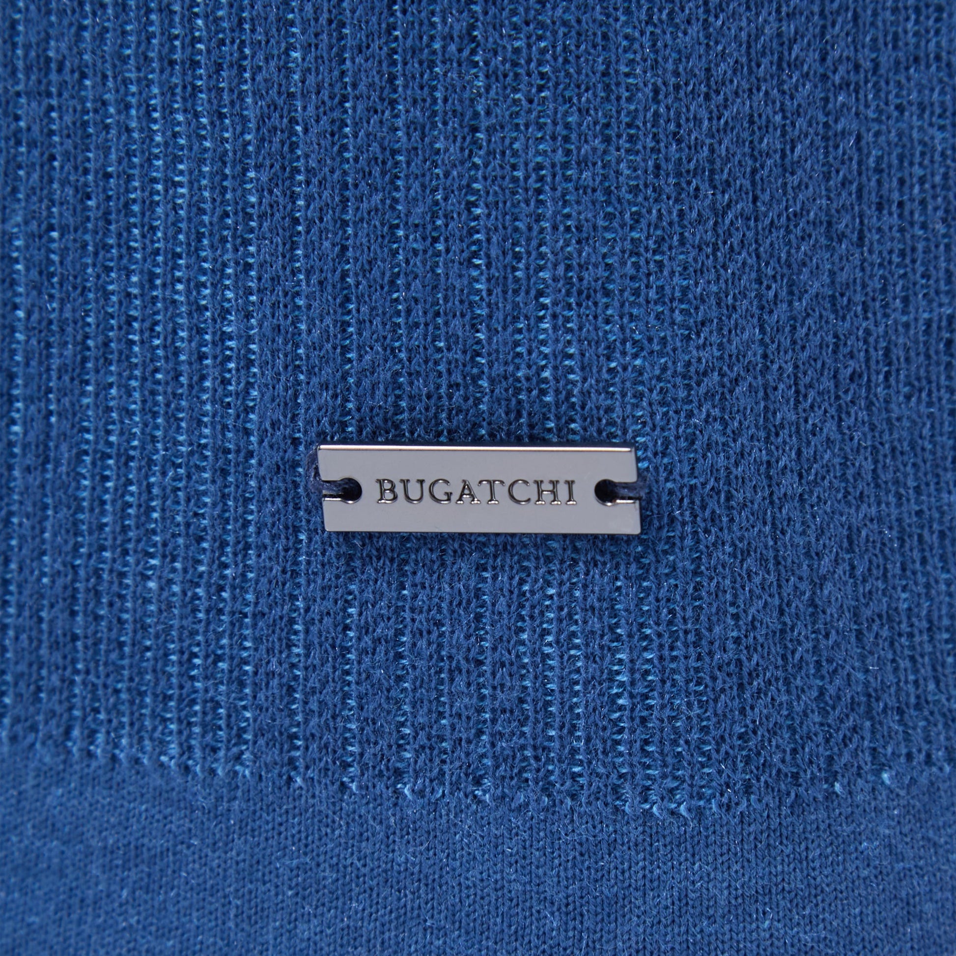 Bugatchi Two-Tone Rib Stitch Short Sleeve Johnny Sweater Classic Blue