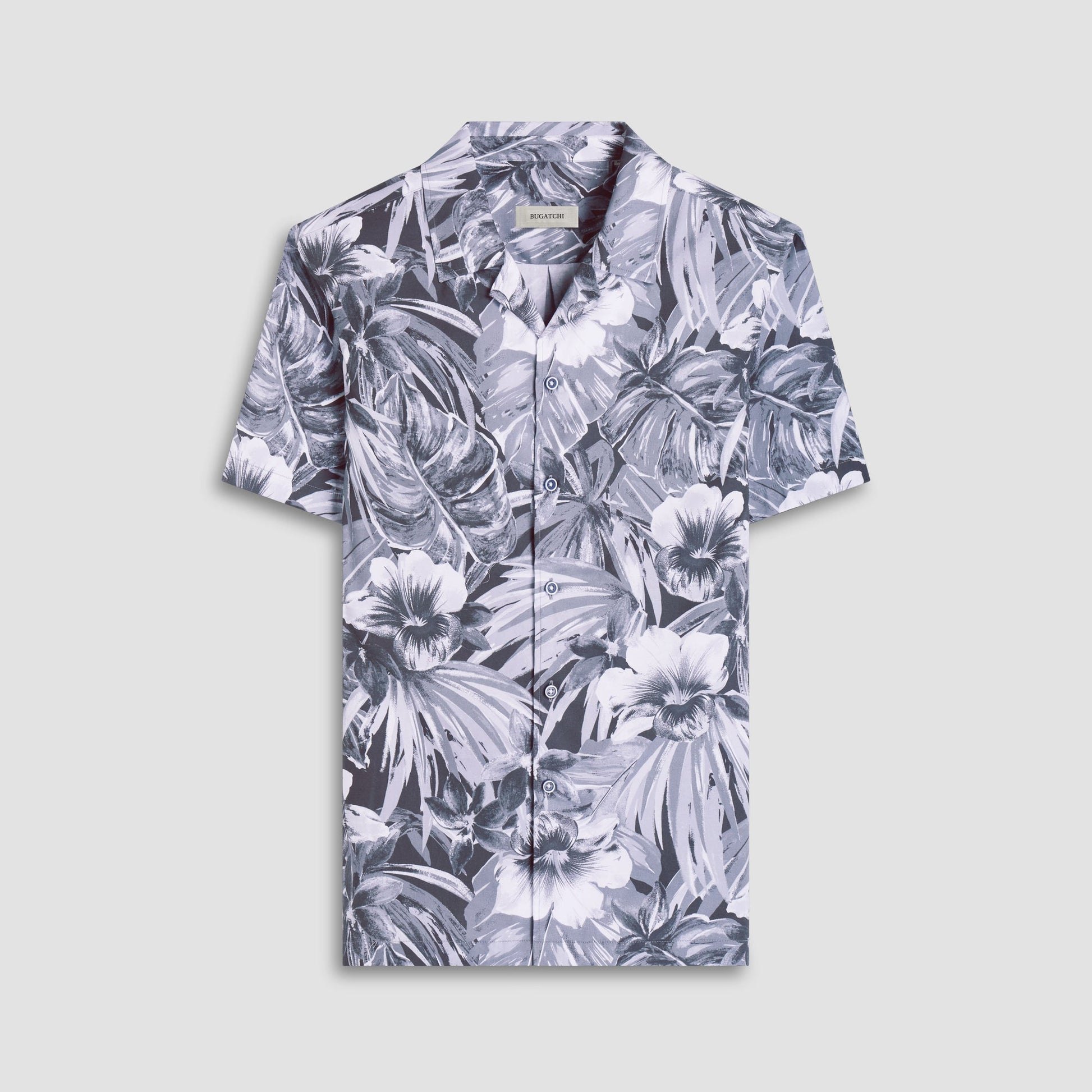 Bugatchi Jackson Floral Camp Shirt Zinc