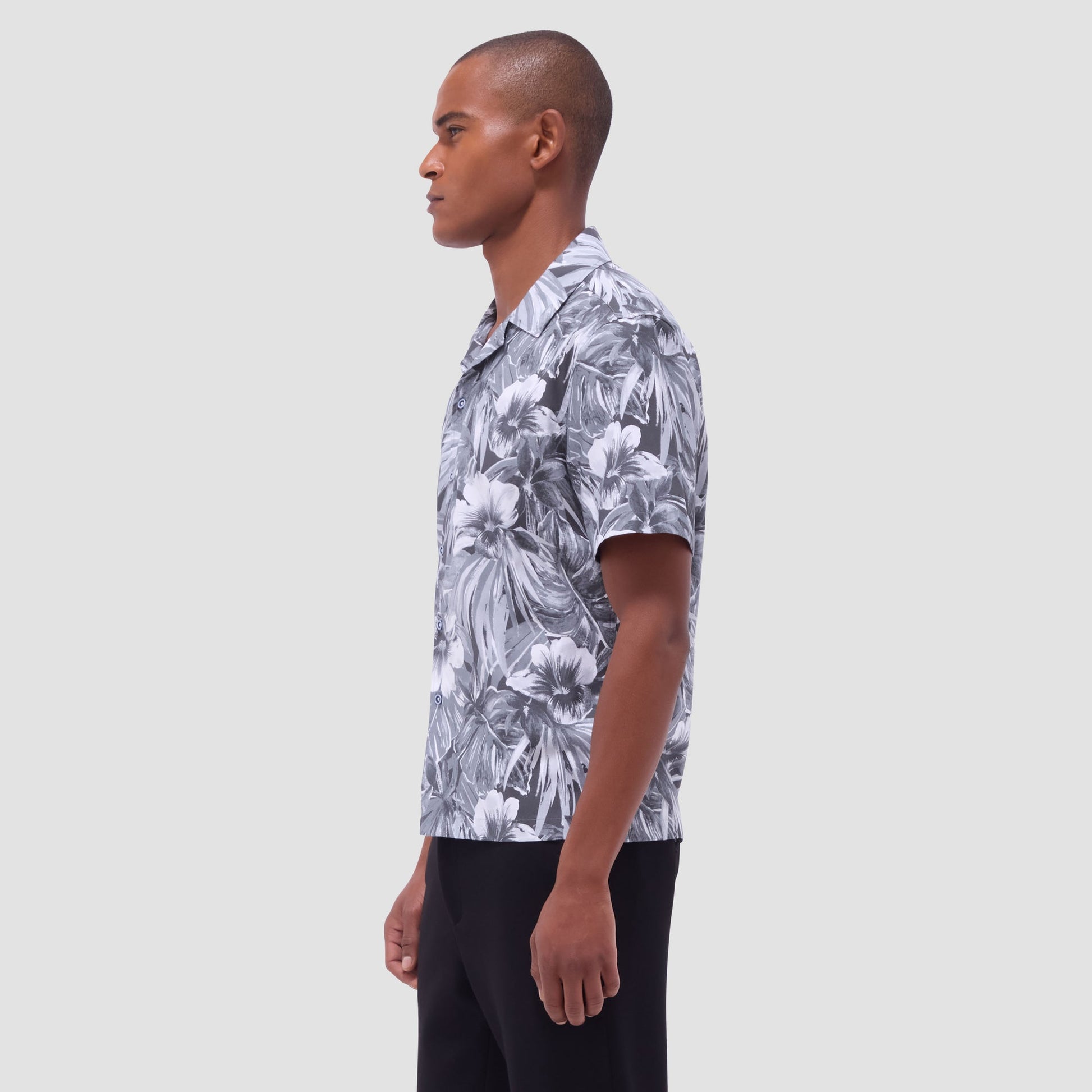 Bugatchi Jackson Floral Camp Shirt Zinc