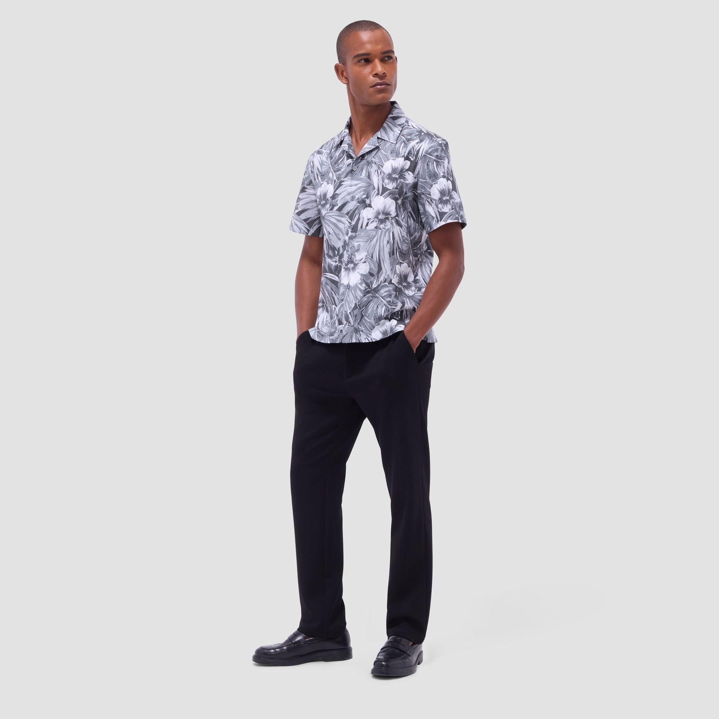 Bugatchi Jackson Floral Camp Shirt Zinc