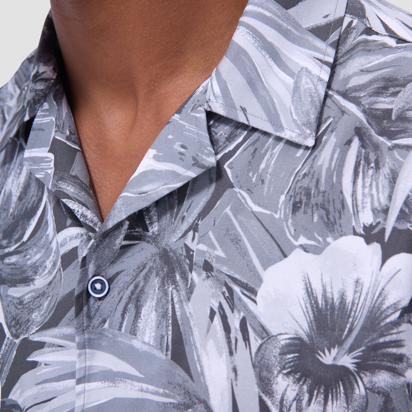 Bugatchi Jackson Floral Camp Shirt Zinc