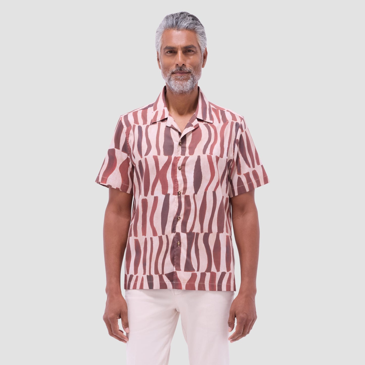Bugatchi Jackson Abstract Zebra Camp Shirt Brick