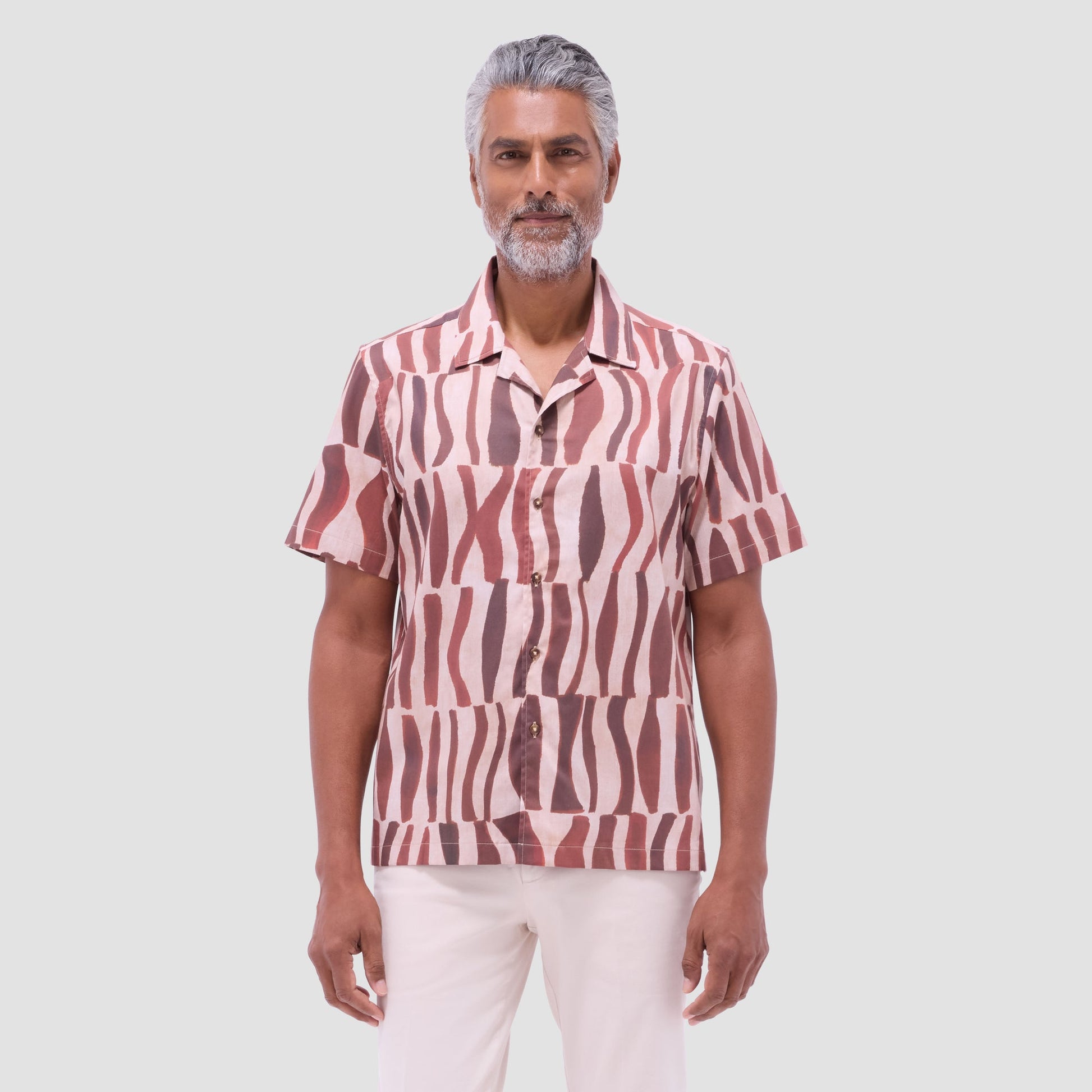 Bugatchi Jackson Abstract Zebra Camp Shirt Brick