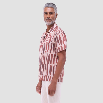 Bugatchi Jackson Abstract Zebra Camp Shirt Brick