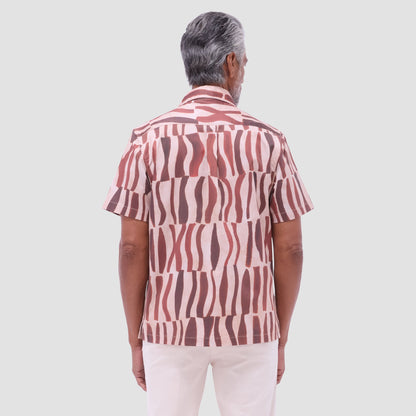 Bugatchi Jackson Abstract Zebra Camp Shirt Brick