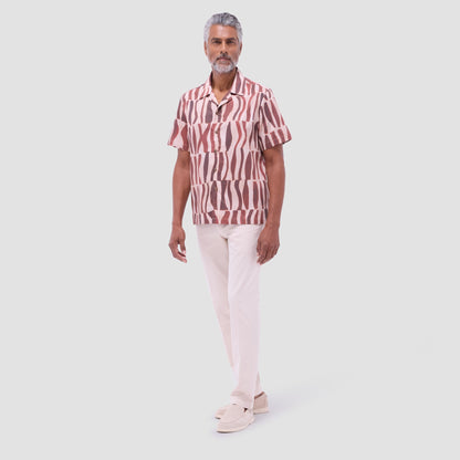 Bugatchi Jackson Abstract Zebra Camp Shirt Brick