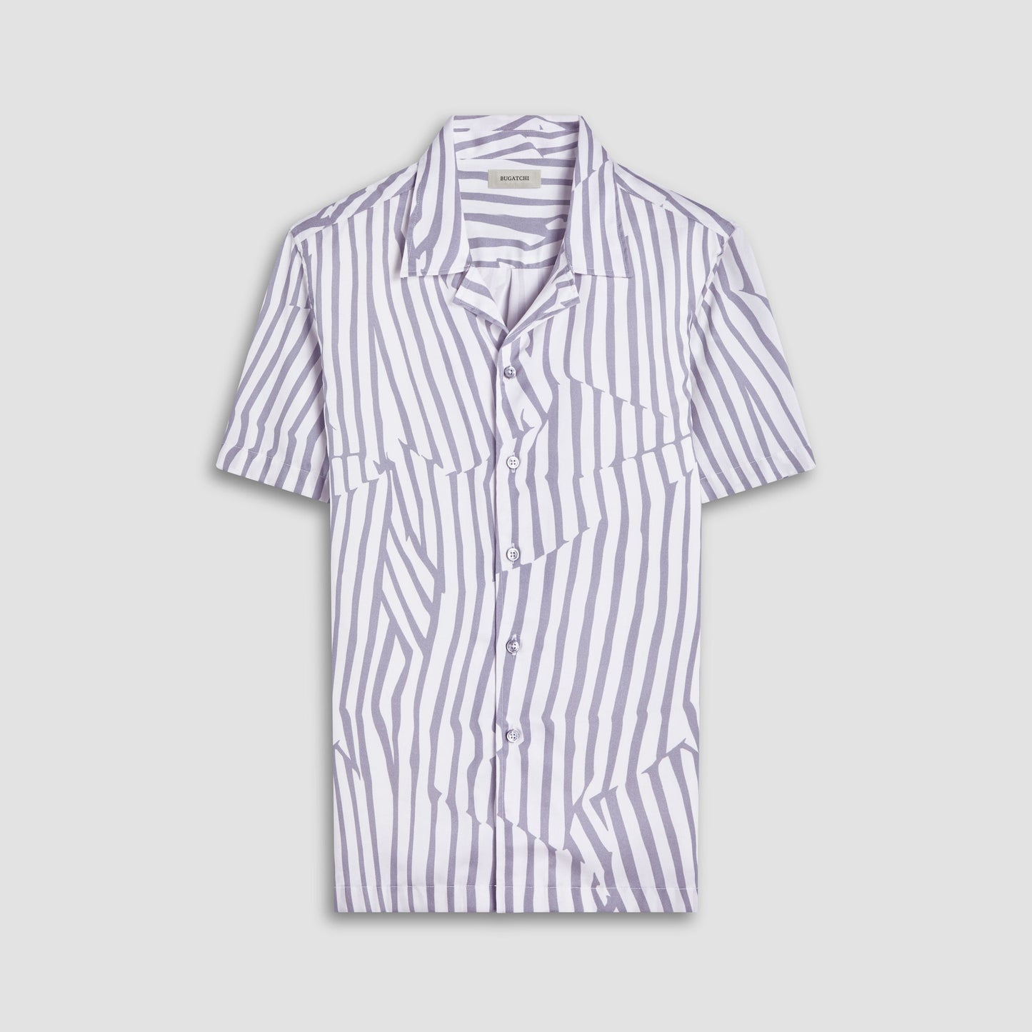 Bugatchi Jackson Irregular Stripe Camp Shirt Zinc