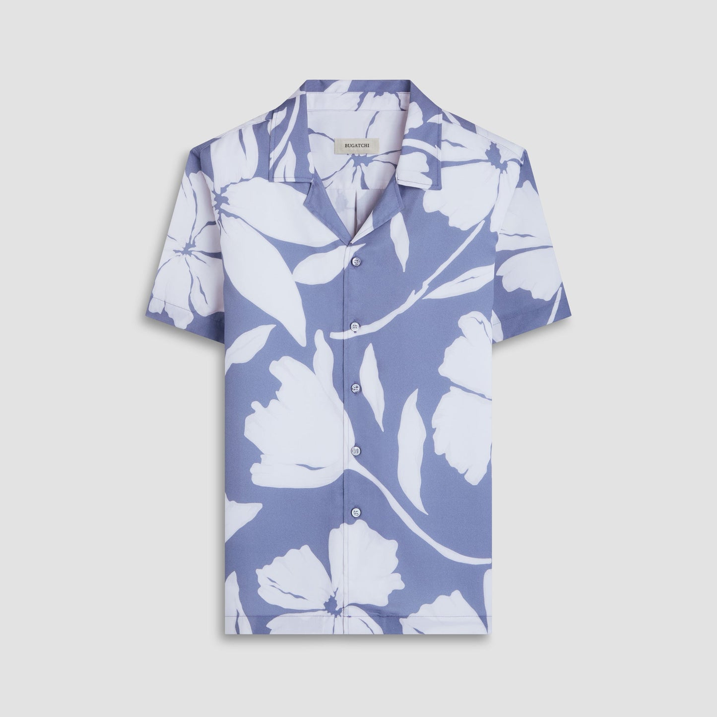 Bugatchi Jackson Floral Camp Shirt Steel