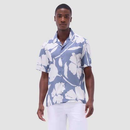 Bugatchi Jackson Floral Camp Shirt Steel