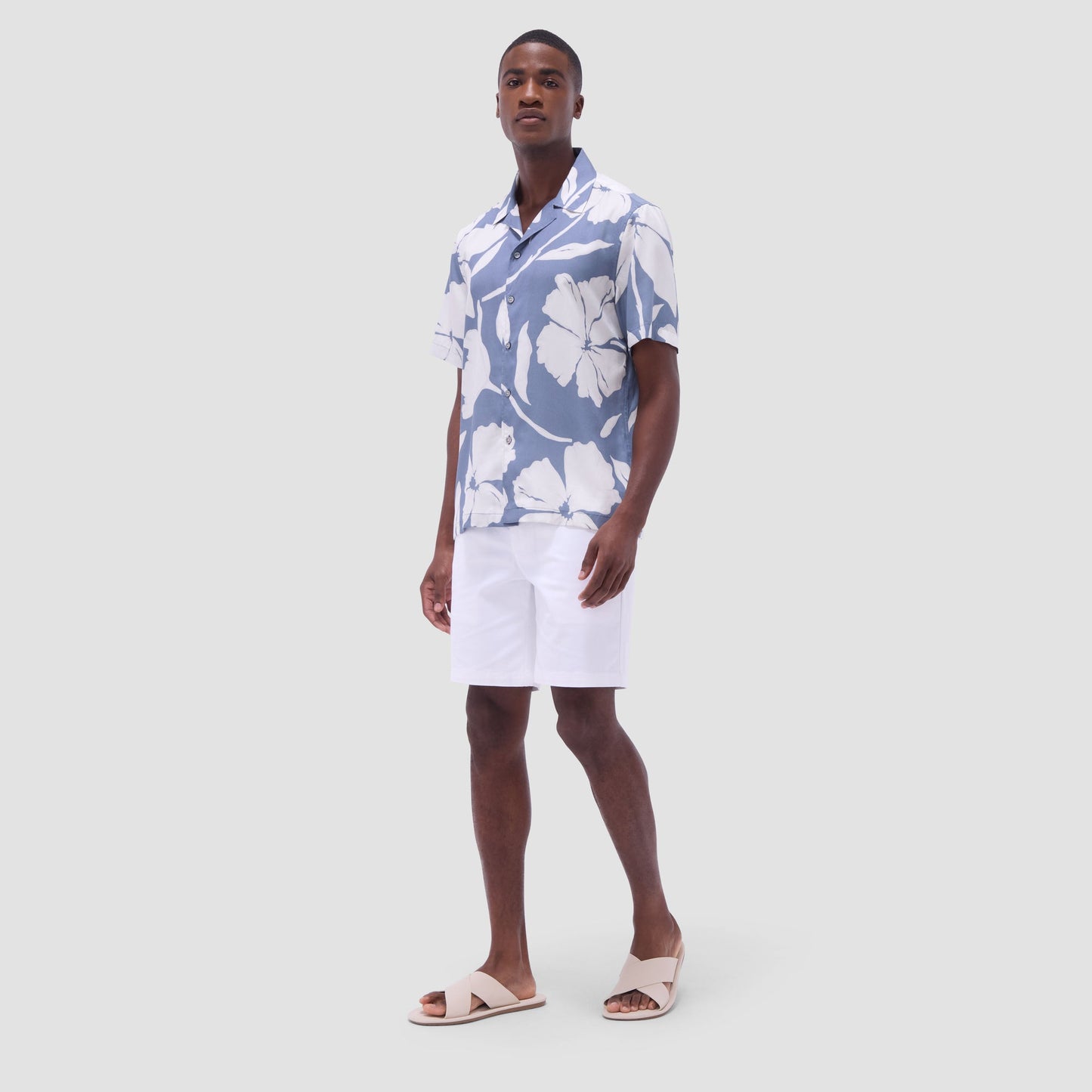 Bugatchi Jackson Floral Camp Shirt Steel