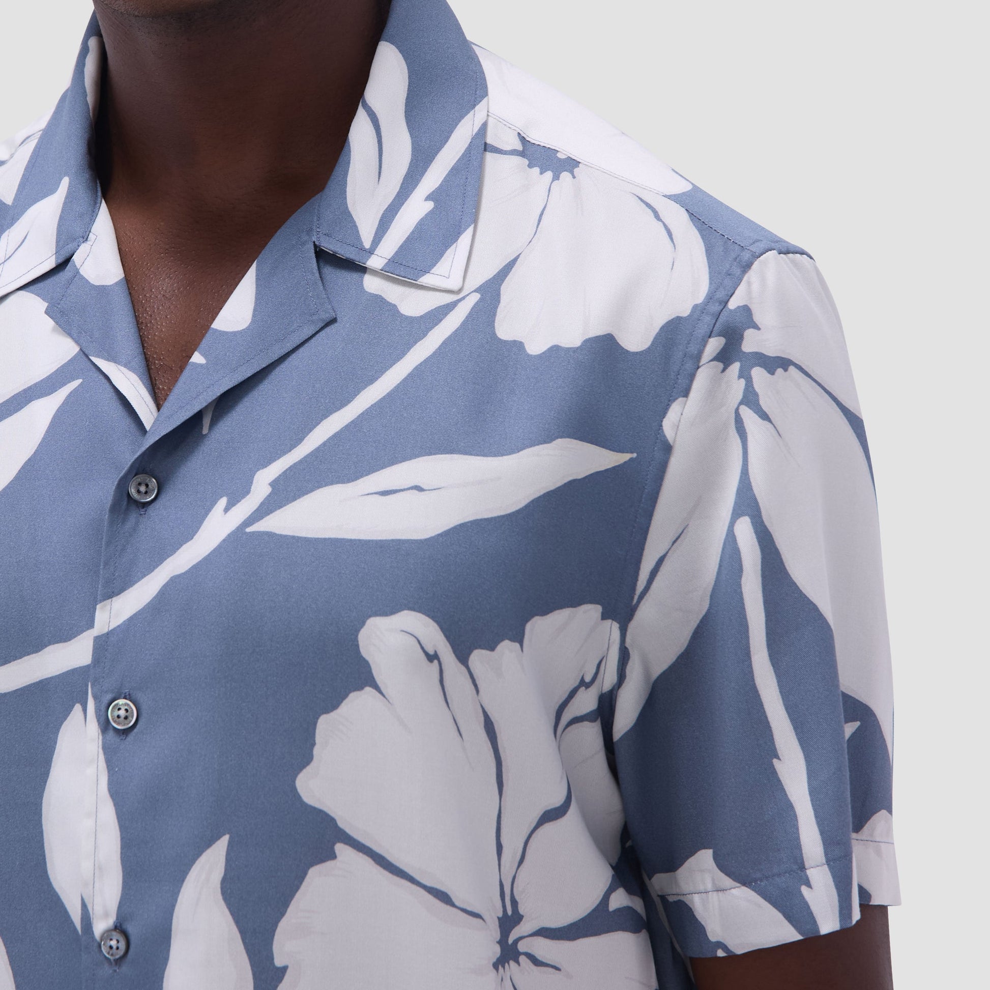 Bugatchi Jackson Floral Camp Shirt Steel